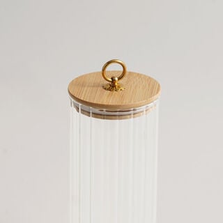 Alberto glass canister with bamboo lid 9*9*15.5cm
