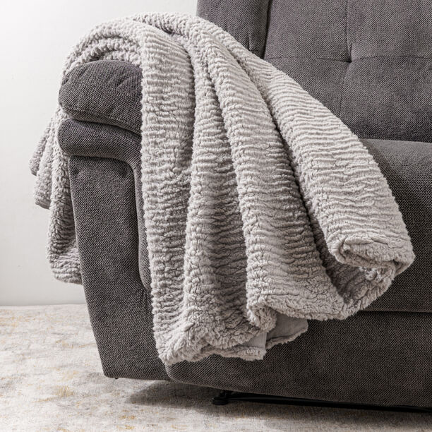 Textured embossed sherpa fur throw 130*170cm image number 2