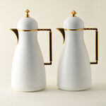 Dallaty 2 Pieces Plastic Vacuum Flask Koufa White & Gold 1L image number 0