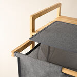 Homez bamboo & linen laundry basket 108*63*33 cm image number 3