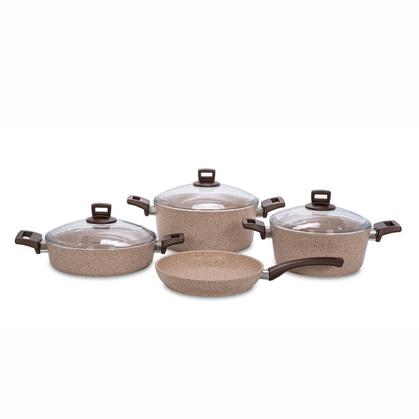 اشتري طقم قدور البرتو جرانيت 7 قطع لون ورديأونلاين نايس