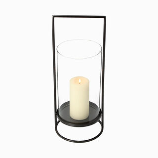 Stainless Steel Lantern With Clear Glass Gun Metal Finish
