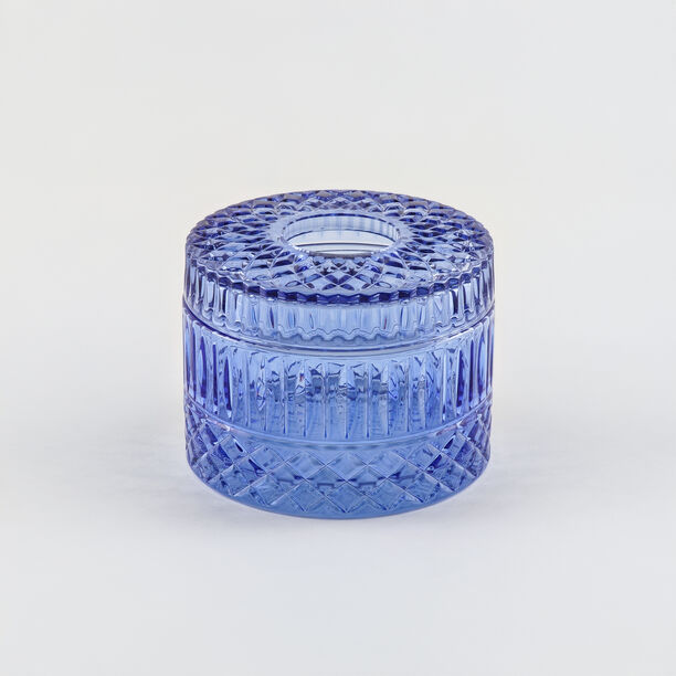 هومز علبة مناديل زجاج أزرق كحلي 16*16*11 سم image number 1