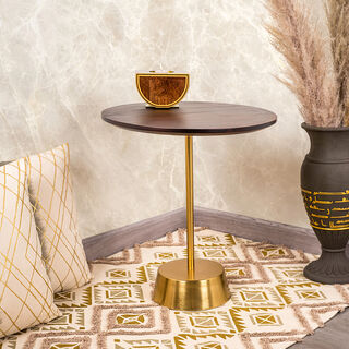 SIDE TABLE GOLD BASE WOOD TOP
