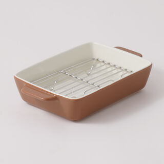 Alberto ceramic tray with metal grid 700ml 22*13.5*4.5cm, brown