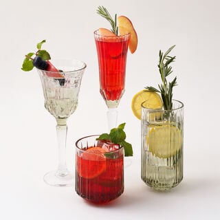 La Mesa 4Pcs Bottom Embossed Olive Green Tall Juice Glass, 170Ml