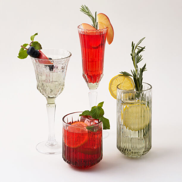 La Mesa 4Pcs Bottom Embossed Olive Green Tall Juice Glass, 170Ml image number 4