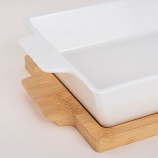 La Mesa Oven/Serving Rectangle Plate With Bamboo