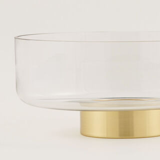 لا ميسا وعاء تقديم زجاجي كبير بقاعدة معدنية باللون الذهبي 10.5*26سم