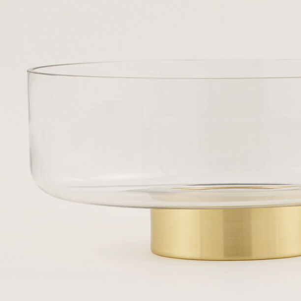لا ميسا وعاء تقديم زجاجي كبير بقاعدة معدنية باللون الذهبي 10.5*26سم image number 1