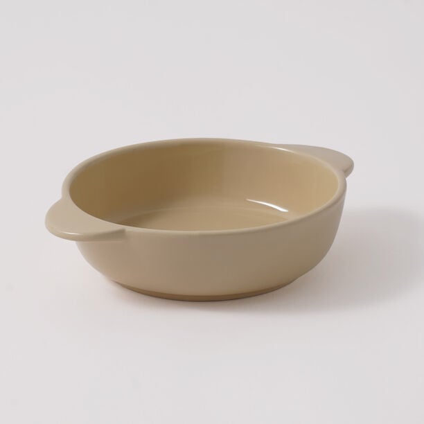 Alberto 6.8" ceramic roung baking pan 17.3*13.8*4cm, beige image number 0