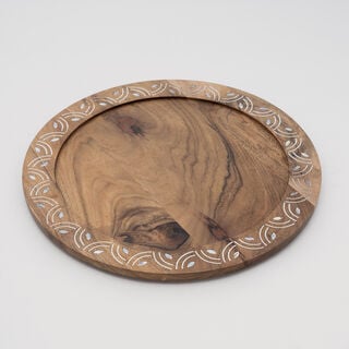 Pearl La Mesa Charger Plate Wood With Pearl Decoration, 36 cm Diameter