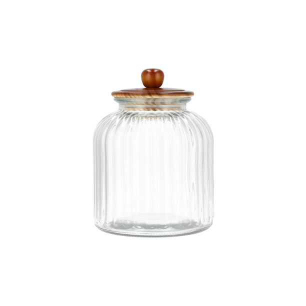  Glass Storage Jar With Wooden Lid image number 0