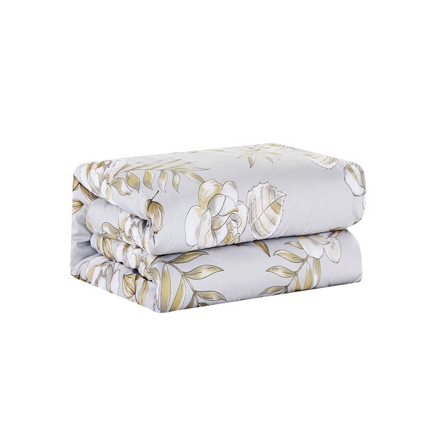 Unique home 6pc grey floral twin cotton comforter set1 70*240cm image number 2