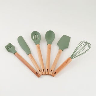 Alberto silicone utensils set 6pcs, green