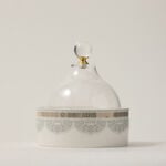 زخرف تمرية بورسلان أبيض مع غطاء 12.6*12.6*14 سم image number 0