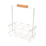 Alberto White Coated 6 Bottle Hodler Rack With Bamboo Handle  image number 0