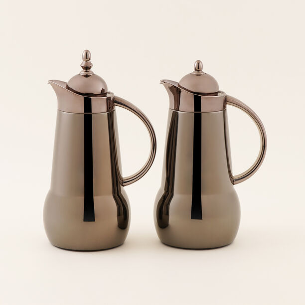 Dallaty Steel Vacuum Flask Set Full Black Nickel 1 L + 1 L image number 0