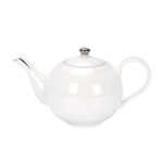 English Tea Pot White Silver Rim image number 0