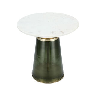 Side Table Glass Base And Marble Top 45*46 cm
