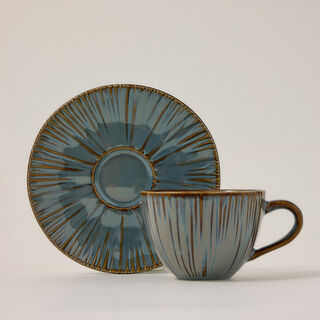 Green porcelain English coffee cups set 8 pcs