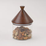 دلتي سكرية زجاجية بغطاء خشبي 10*10*15سم image number 0