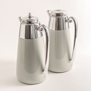 Dallaty set of 2 steel vacuum flasks, grey & silver, 1L