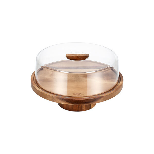 Billi wooden cake stand with acrylic lid 30.5*30.5*6 cm image number 1