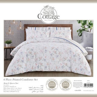 Cottage Microfiber King Comforter 6 Pcs Set, Multicolor, 230*250Cm