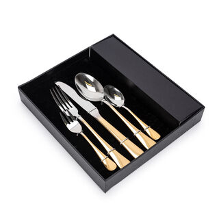 20 Pcs Cutlery Set Gold Handle And Silver Top