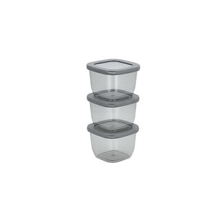 Grey food container plastic set with lids 9 pcs