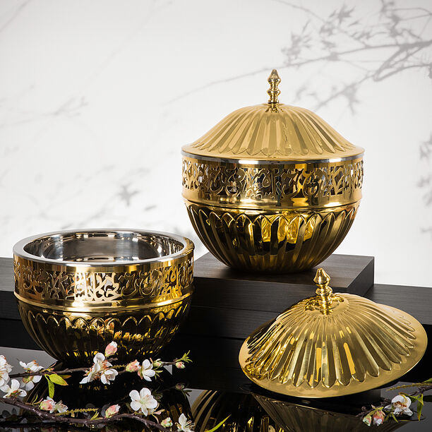 La Mesa Food Warmer Caligraphy Gold Colur 28x28x35 Cm,Small image number 0