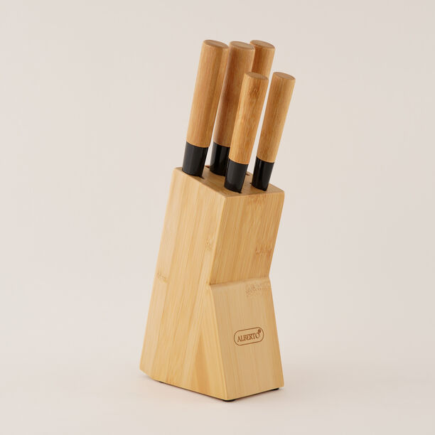 Alberto Knife Set Stainless Steel Natural Bamboo 5 Pcs 18.58.536 Cm image number 0