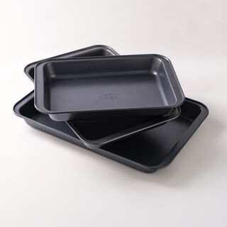 Betty Crocker non stick roasting pan set of 3 pieces 37.5*42.5*47.5cm, grey