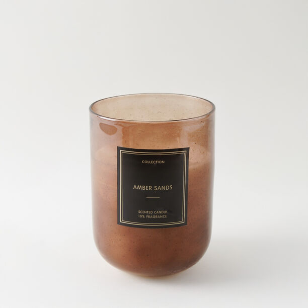Homez glass jar scented candle amber sand, brown 15*20cm image number 1