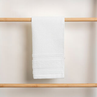 Ambra waffle jacquard/cotton face towel, whtie, 30*50 cm