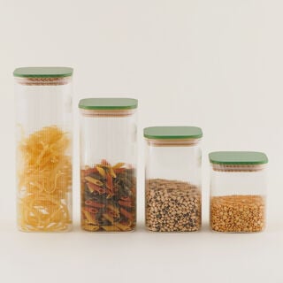 البرتو طقم علب تخزين زجاج بوروسيليكات بغطاء خشب صنوبر 4 قطع 31.5*11*30.5 سم