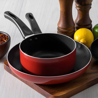 Alberto 2 Pieces Set Fry Pan + Sauce Pan Red 