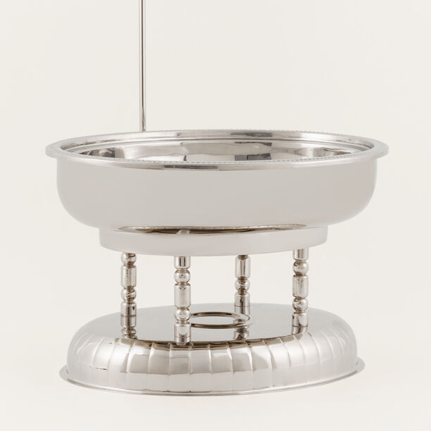 "لا ميسا طبق تقديم وتسخين ستانلس ستيل بيضاوي مع حامل 6 لتر، فضي image number 1