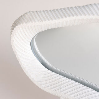Homez off white resin mirror with ribbed texture 41.2*9.7*32.2 cm