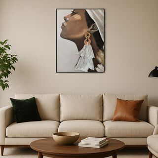 Homez wall art framed lady canvas 90*120cm
