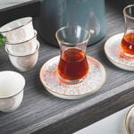 Dallaty 18 Piece Tea and Coffee Set Serve 6 Persons Biege Metalic Effect image number 0