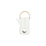 Tea Pot With Bamboo Handle And Warmer In Semi Matt image number 1