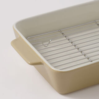 Alberto ceramic baking pan with metal grid 2000ml 32*19.7*6cm, beige