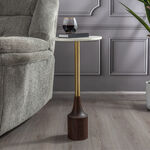 Stainless Steel Side Table Wood Base White Top 30*70 cm image number 0