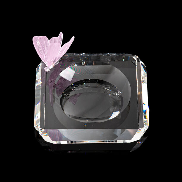 Ashtray Square With Crystal Butterfly Pink  image number 2