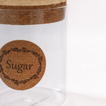 Alberto glass storage jar with cork lid & sugar sticker image number 1