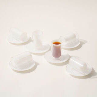 Dallaty tea set 12 pcs double wall glass white