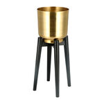 Planter Gold With Wood Stand Gold image number 0