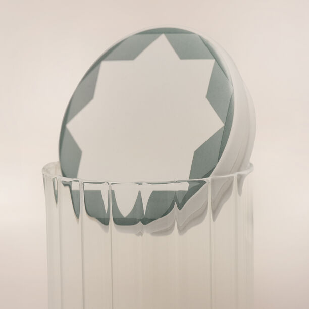 La Mesa glass jar with porcelain cover Taibah collection, creamy 20*10cm image number 1